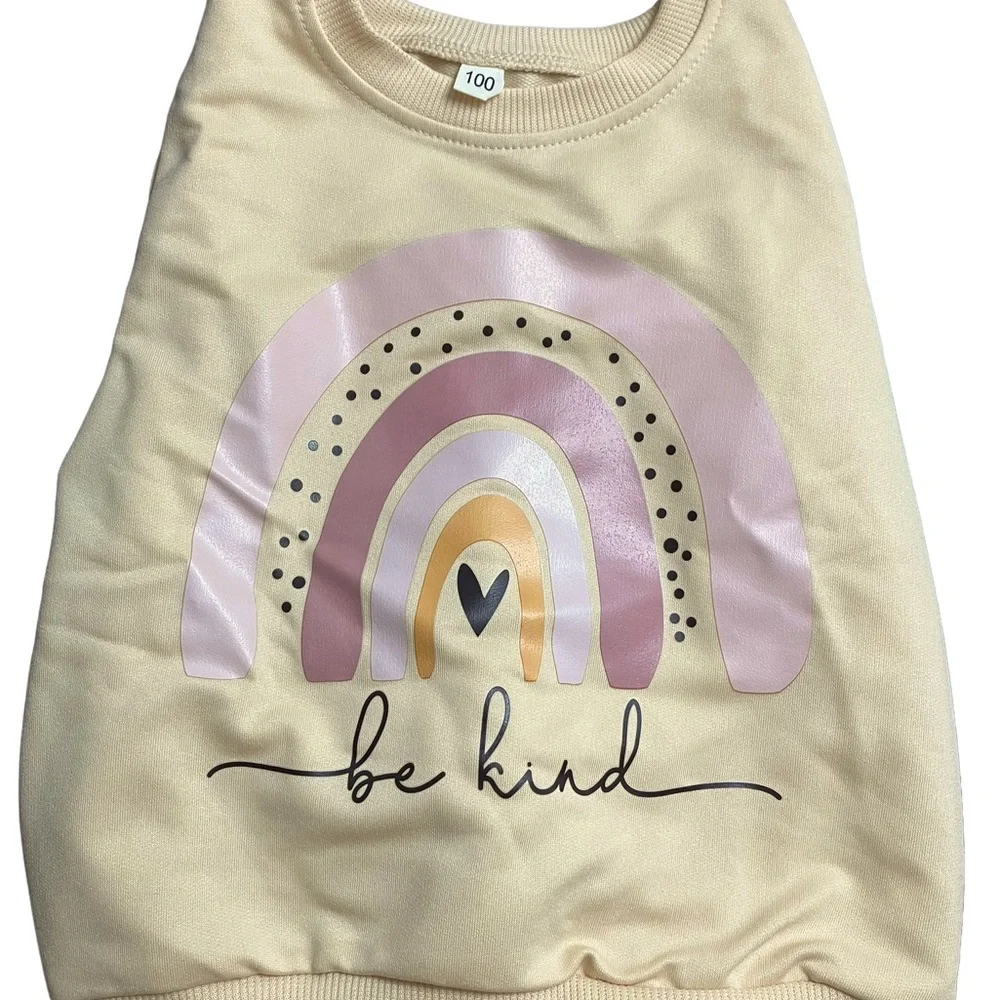 Pullover Sweatshirt With Boho Rainbow "be Kind" 3-4T - Picture 8 of 10